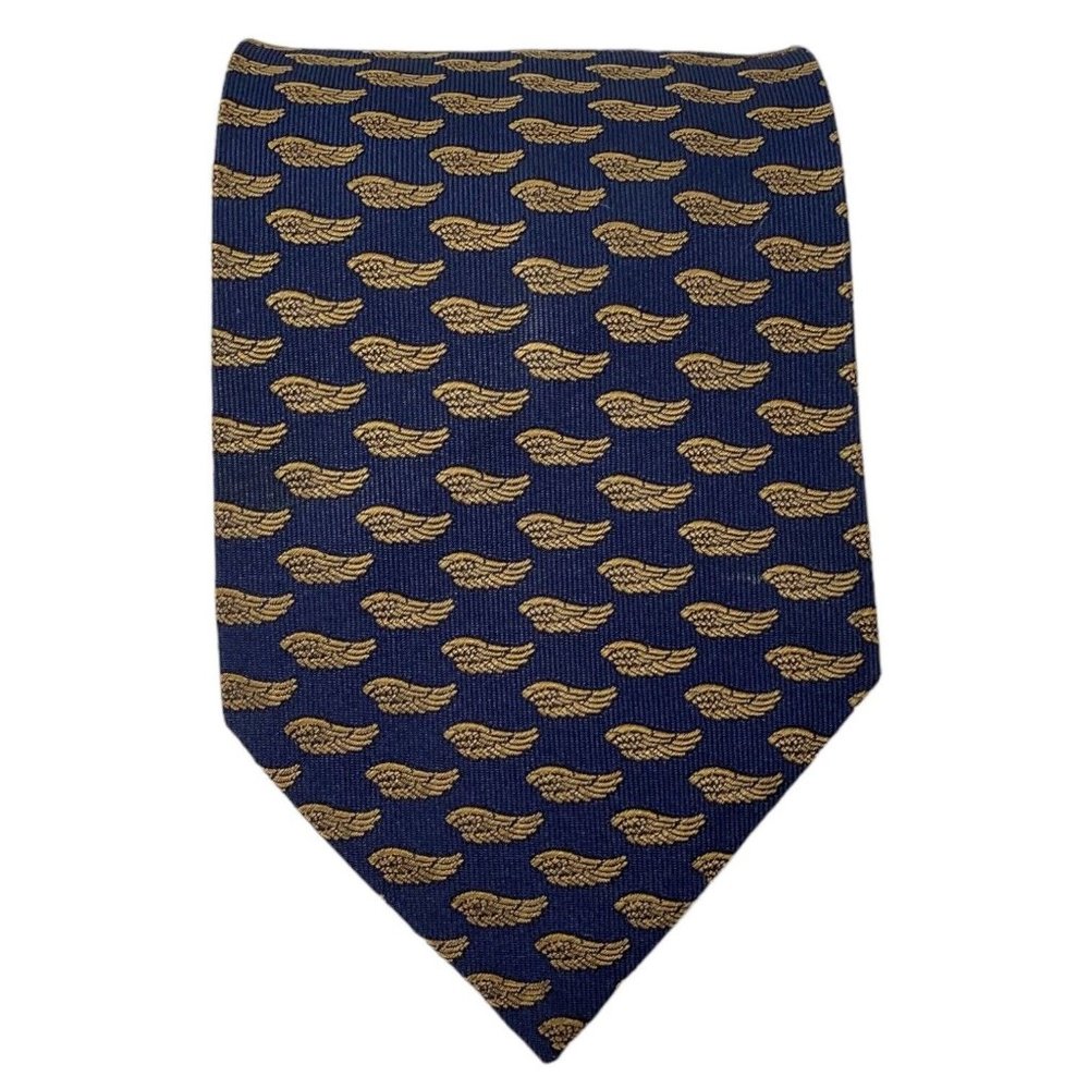 MOSCHINO Blue Wing Print Silk Tie Made In Italy 58"-3.75" EX COND